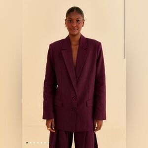 Farm Rio Burgundy Straight Blazer